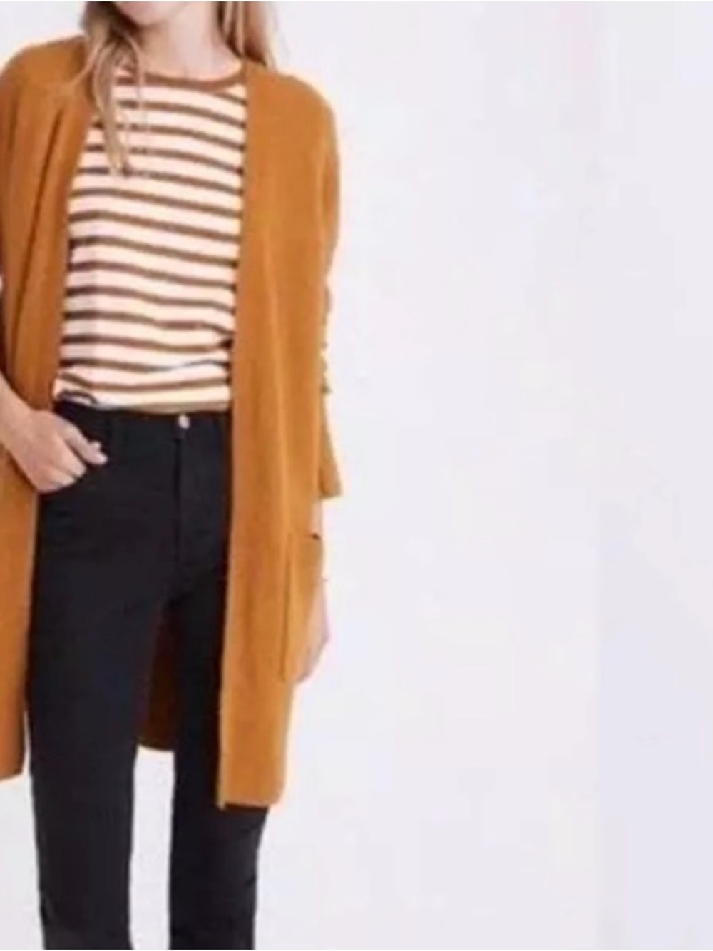 Madewell Open Cardigan Alpaca Wool blend Mustard Yellow cozy soft Cardigan XS